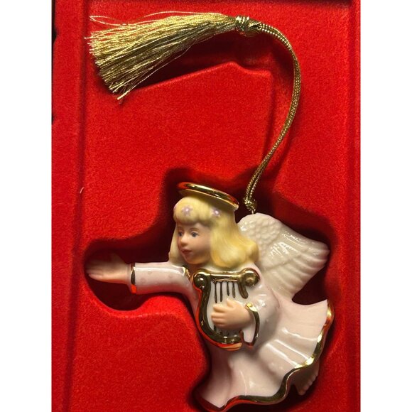 Lenox Angel Ornament With Harp Gold Accents Porcelain Christmas Decoration New - Picture 10 of 12
